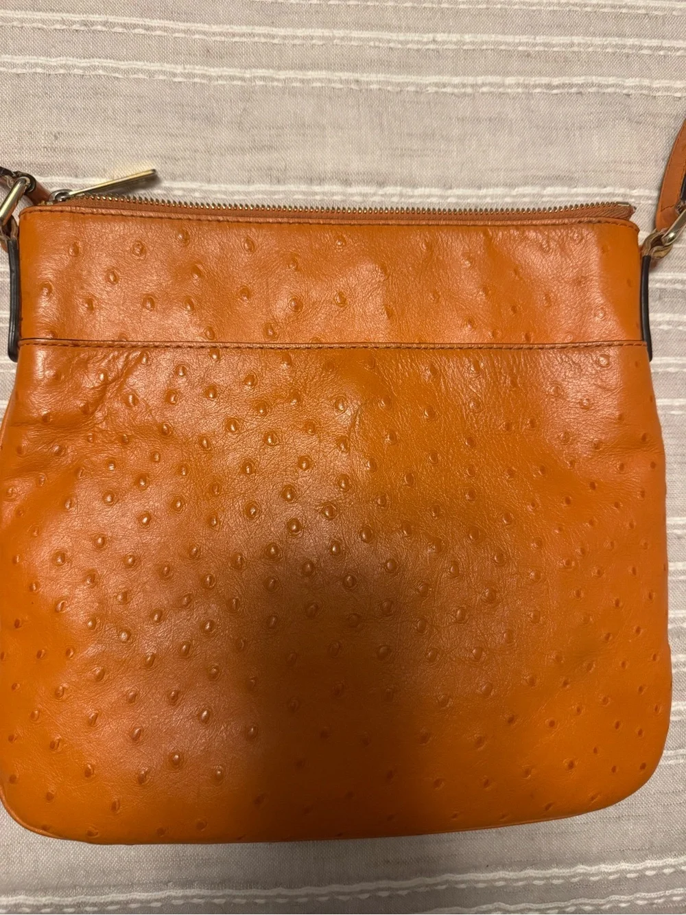 Michael Kors Orange Ostrich-Embossed Crossbody Bag - Picture 4 of 7